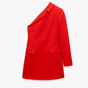 Zara asymmetric blazer dress Red sz Large NWT